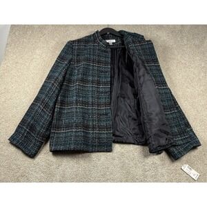 Dressbarn Women's XL Black Blue Plaid Jacket Professional Career Lined